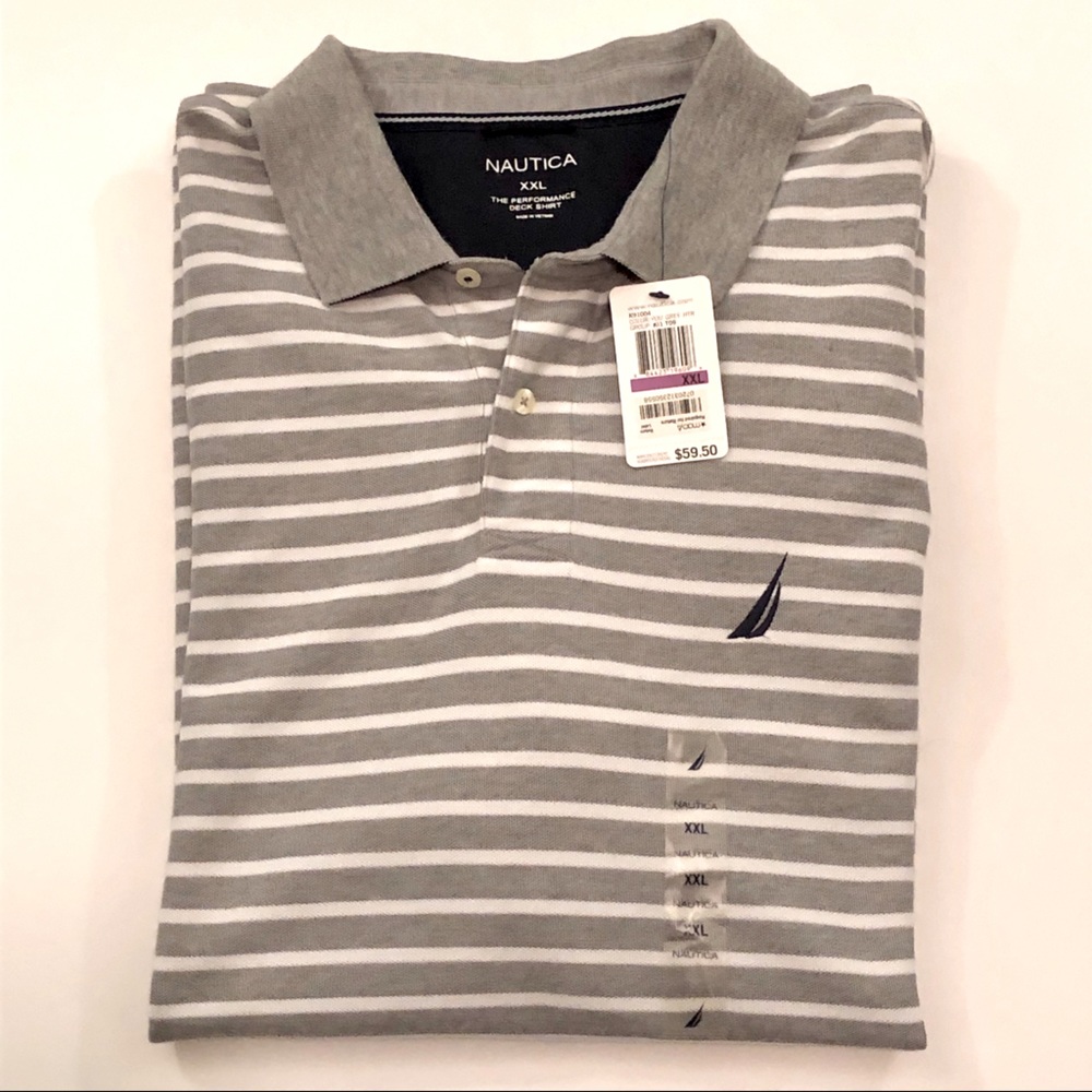 NWT Nautica Men’s Short Sleeve Striped Polo